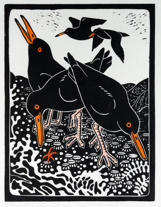 TIDEPOOL HAND CARVED BLOCKPRINT 9 X 12