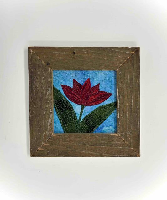 Painting Threadwork Red Princess Tulip 6 x 6