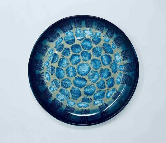 PLATTER BLUE WITH DOTS CERAMIC