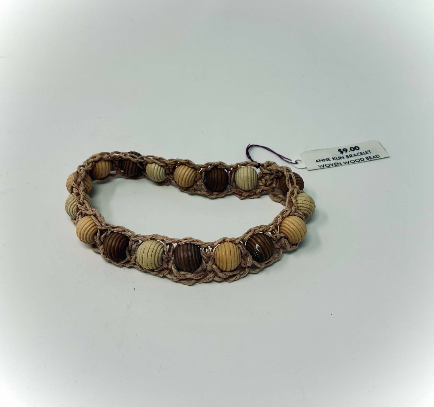 BRACELET WOVEN WOOD BEAD