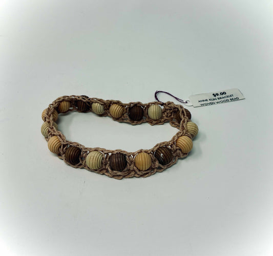 BRACELET WOVEN WOOD BEAD