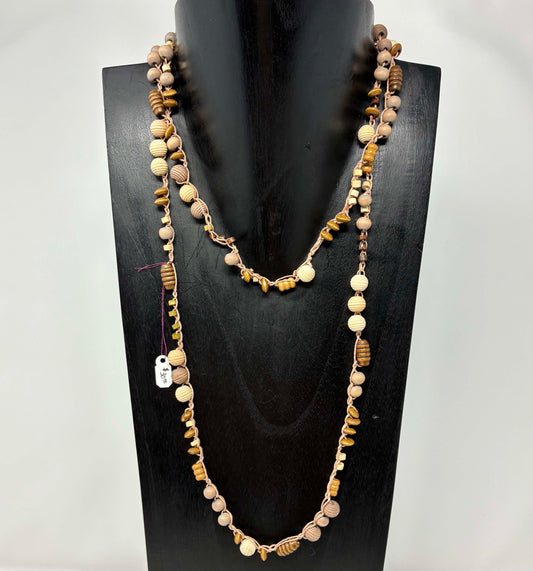 NECKLACE Wood/Brown crochet