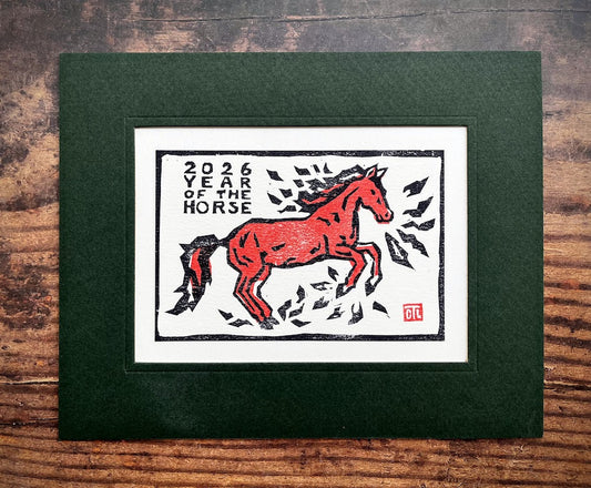 YEAR OF THE HORSE BLOCK PRINT unframed